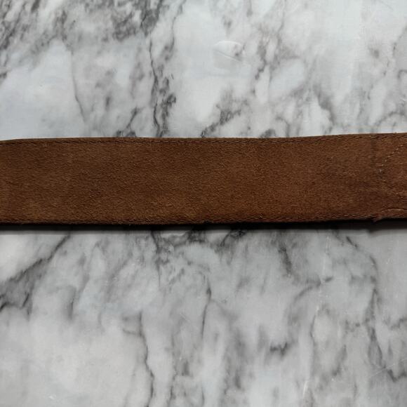 Tex Tan Leather Lizard Scroll Inlay Western Belt Size 34 Brown Brass Buckle USA - Picture 14 of 16